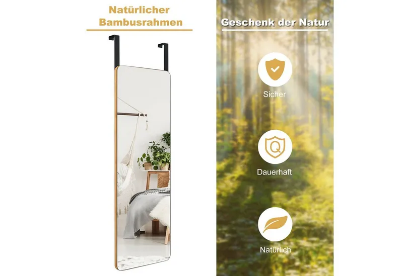 COSTWAY COSTWAY Wandspiegel Ganzkörperspiegel, mit 2 Haken, 100cm x 35cm – Produktbild 5 von 5