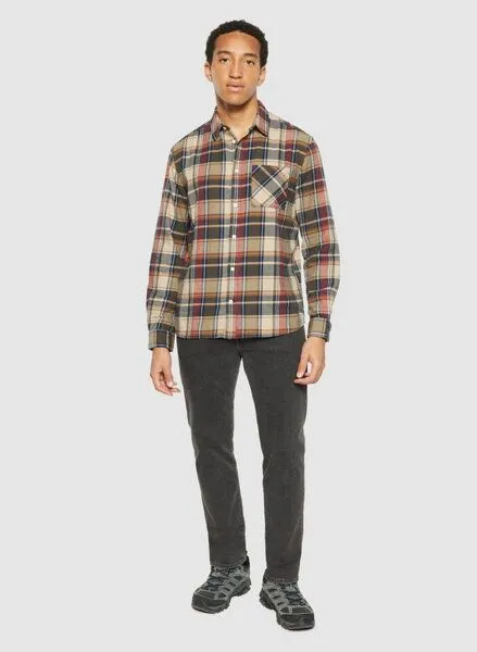 KnowledgeCotton Apparel KnowledgeCotton Apparel Kariertes Hemd CHECKERED SHIRT Flanell aus Bio-Baumwolle, Braun (multicheck), – Produktbild 4 von 5