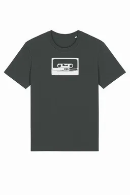 ilovemixtapes ilovemixtapes Unisex Bio-T-Shirt mit C90 Kassetten-Motiv – Anthrazit, handbedruckt in Weiß – Produktbild 1 von 1
