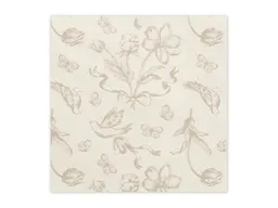 partydeco Papierserviette, Servietten Papier 33x33cm 3-lagig 12 Stück Vintage Blumen & Vögel – Produktbild 1 von 1