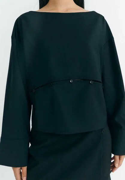 thinking mu thinking mu Bluse Marion aus 100% Wolle, Black (schwarz), – Produktbild 3 von 3