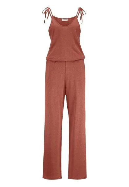 hessnatur hessnatur Jersey Jumpsuit Relaxed aus Leinen und reiner Bio-Baumwolle, Terrakotta, – Produktbild 3 von 4