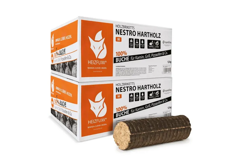 HEIZFUXX Holzbriketts Nestro M Holzbriketts Hartholz im Karton, 24 kg, (Paket, 2-St) – Produktbild 1 von 5