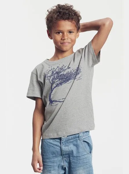 Peaces.bio - handbedruckte Biomode Peaces.bio - handbedruckte Biomode Bio-Kinder T-Shirt Windy Tree, Hellgrau, – Produktbild 3 von 3