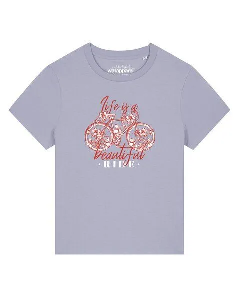 watapparel watapparel T-Shirt Frauen Life is a beautiful ride, Lavender, – Produktbild 1 von 2