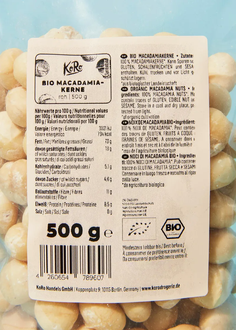 KoRo Bio Macadamiakerne 500 g – Produktbild 3 von 5