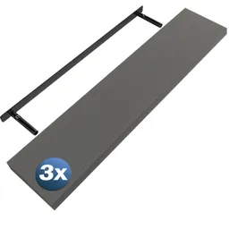 Casaria® Wandregal Schweberegal 110cm 3er-Set Grau + Halterung – Produktbild 1 von 1
