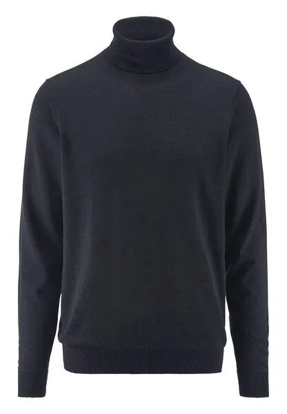 hessnatur hessnatur Rollkragenpullover Regular aus reiner Bio-Merinowolle, Marine, – Produktbild 3 von 4