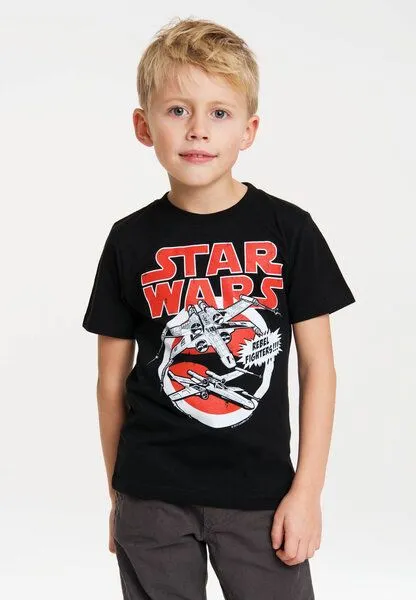 LOGOSH!RT LOGOSH!RT Star Wars Starfighter X-Wings Kinder Bio T-Shirt, Schwarz, – Produktbild 3 von 4