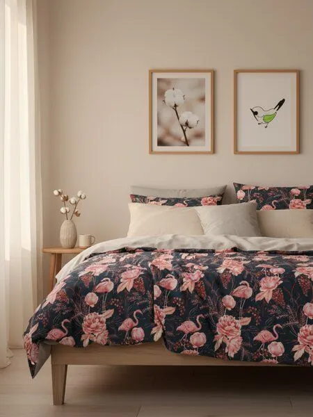 Nature by Adam Nature by Adam Bettwäsche 2tlg aus 100% Bio-Baumwolle - Made in Germany - Eden, Blau, – Produktbild 3 von 4