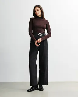 Rotholz Rotholz Damen vegan Longsleeve Mockneck Dunkelbraun – Produktbild 1 von 1