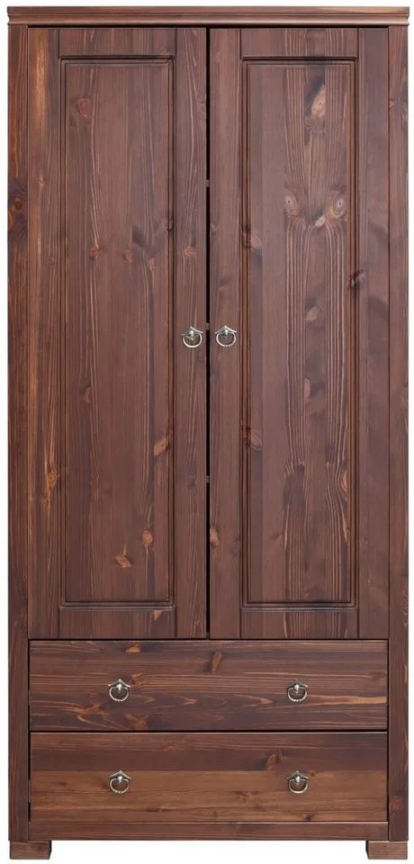 OTTO home Kleiderschrank Gotland, Wäscheschrank, Mehrzweckschrank mit Schubladen, Landhausstil (B/H/T ca: 80cmx178cmx40cm) massive Kiefer, FSC® zertifiziert, langlebige Qualität trifft Stil, Braun, – Produktbild 4 von 5