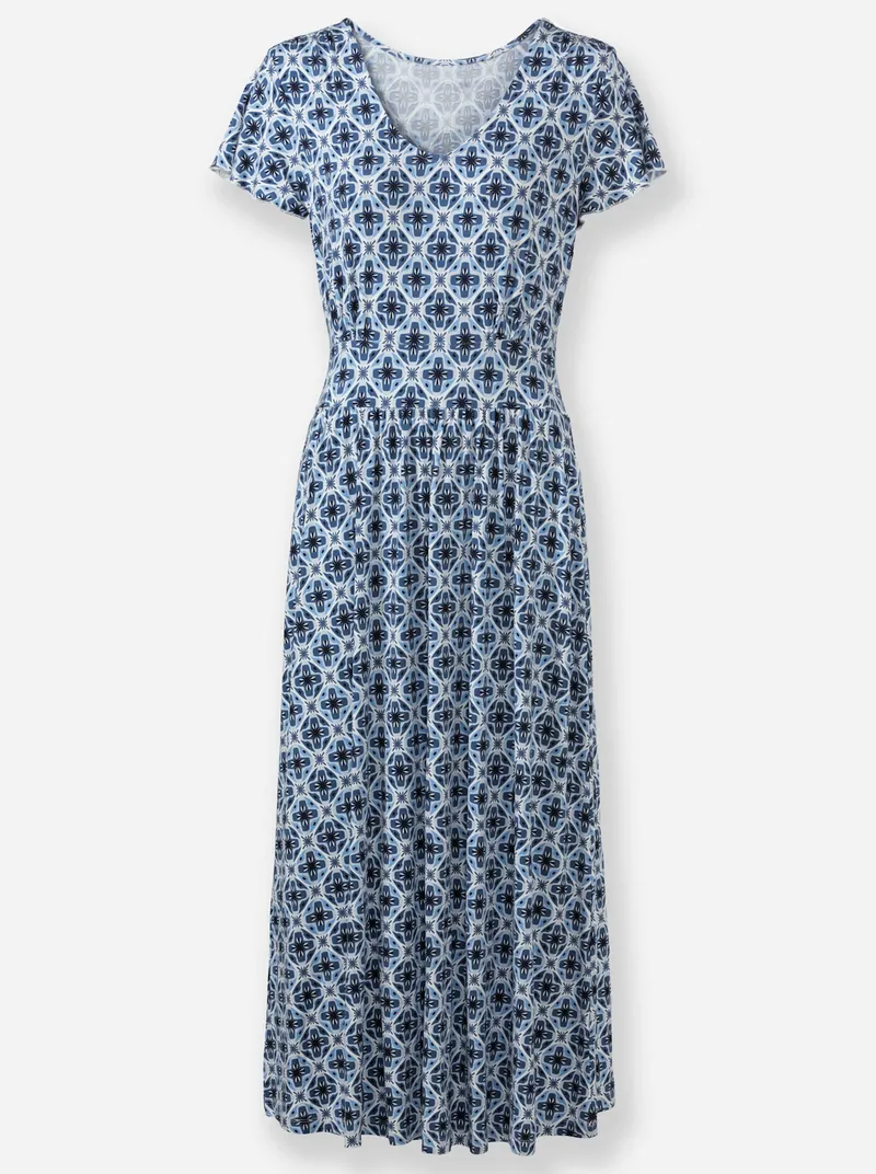 Witt Jerseykleid, Jeansblau-ecru-bedruckt, – Produktbild 1 von 2
