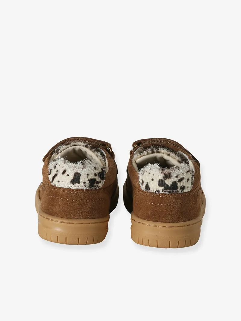 Vertbaudet Leder-Sneakers mit Klettverschluss Mädchen kuhprint, Braun kuhprint, – Produktbild 4 von 4