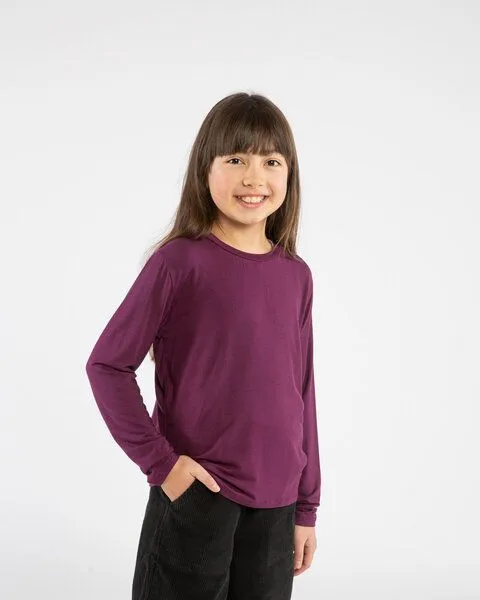 MATONA Matona Weiches Langarmshirt für Kinder aus Model / Modal Longsleeve, Aubergine, – Produktbild 1 von 4