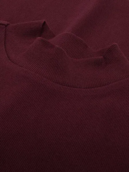 KnowledgeCotton Apparel KnowledgeCotton Apparel Langarmshirt - Rib high neck long sleeved - aus Bio-Baumwolle, Rot (fig), – Produktbild 2 von 2