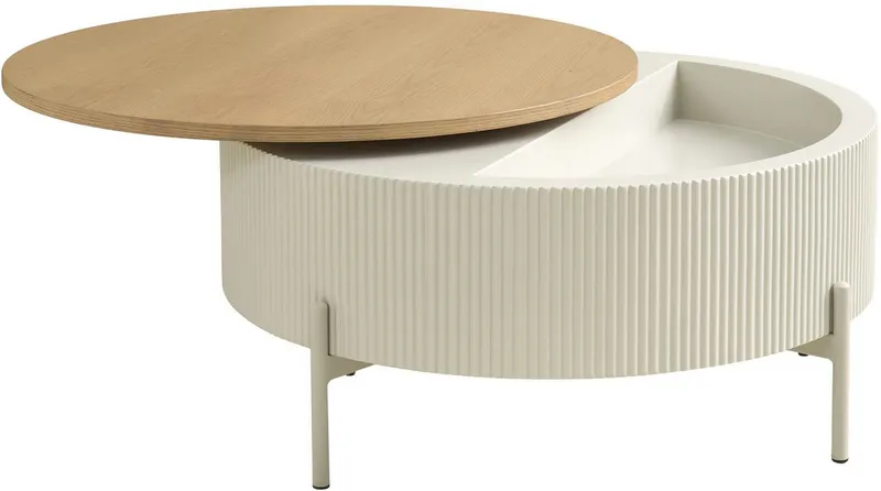 SCHÖNER WOHNEN-Kollektion Couchtisch HEROY (1-St), 80 cm, Tischplatte drehbar mit Stauraum, Braun, – Produktbild 7 von 8