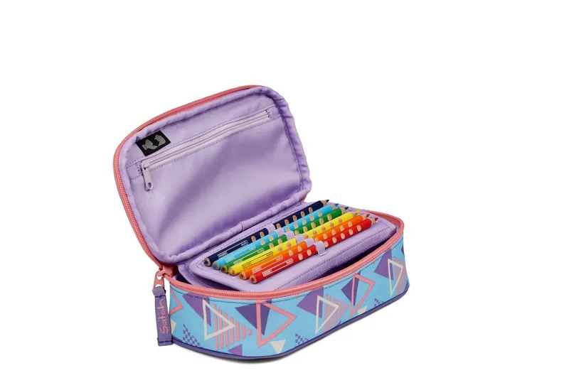 Satch Satch Federmäppchen Mäppchen, (Mäppchen, Geodreieck, Stundenplan), Mäppchen inkl. Geodreieck, Etui, Lila, – Produktbild 3 von 3