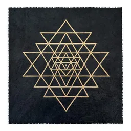 Veskor Cassiopeia Veskor Cassiopeia SRI YANTRA Symbol Linoldruck | 22 × 22 cm | Gold auf Schwarz – Produktbild 1 von 1