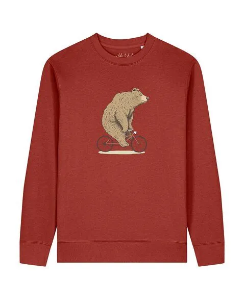 watapparel watapparel Sweatshirt Unisex Fahrradbär, Earthy red, – Produktbild 1 von 2