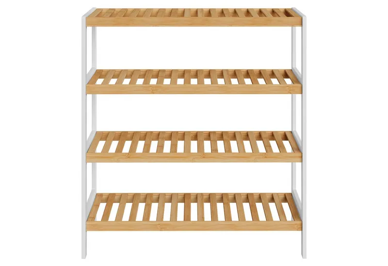 SONGMICS SONGMICS Schuhregal Schuhablage, Schuh-Organizer, für Wohnzimmer, Schlafzimmer, Badezimmer, Bambus, 4 Ebenen, Regal für Schuhe, Pflanzen, Bücher, 26x70x75,5 cm, Beige, – Produktbild 2 von 5
