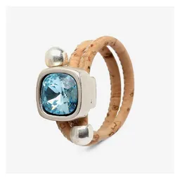 Kork-Deko Kork-Deko Exotischer Kork-Ring blau – vegane Eleganz mit Brillant-Applikation – Produktbild 1 von 1