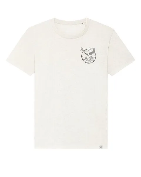 vis wear vis wear Wal zwischen Ozean und Wellen - Unisex T-Shirt - Recycled Bio Baumwolle, Natural, – Produktbild 2 von 2