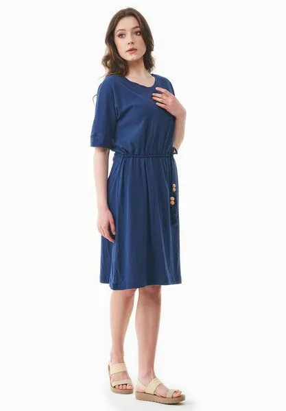 ORGANICATION ORGANICATION Jerseykleid aus Bio-Baumwolle und Leinen, Blau(navy), – Produktbild 2 von 4