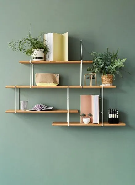 Hausen Hausen Wandregal Link shelf set 2 oak / white, Brown, – Produktbild 2 von 3