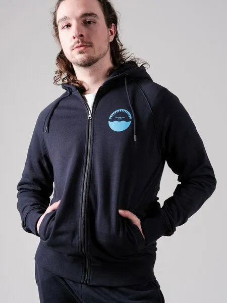 FANTASTIC REALITY STUDIOS Fantastic Reality Studios Welcome Zip-Up Hoodie – Bio-Baumwolle, Unisex, Blau, – Produktbild 4 von 4