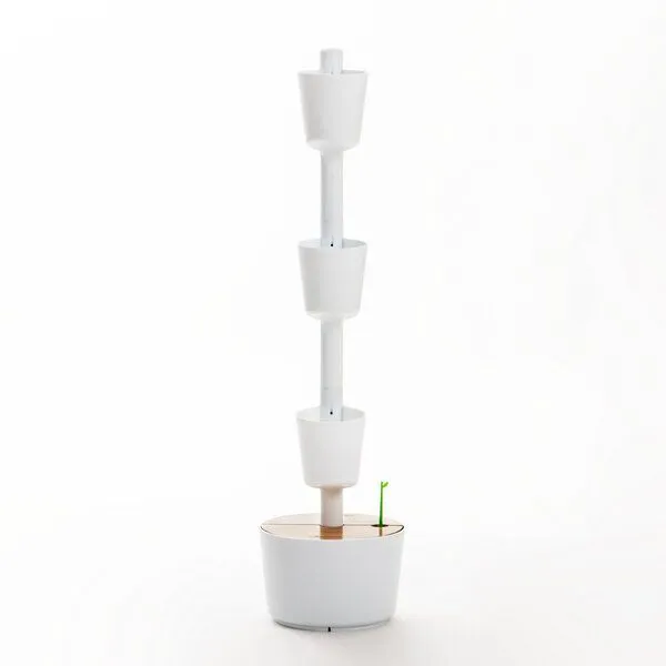 CitySens CitySens vertikaler Blumentopf mit automatischer Bewässerung 3 Blumentöpfe, Weiss, – Produktbild 2 von 4