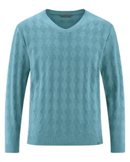 HempAge Hempage Herren vegan Pullover Mit V-Ausschnitt Wave Blau – Produktbild 1 von 1