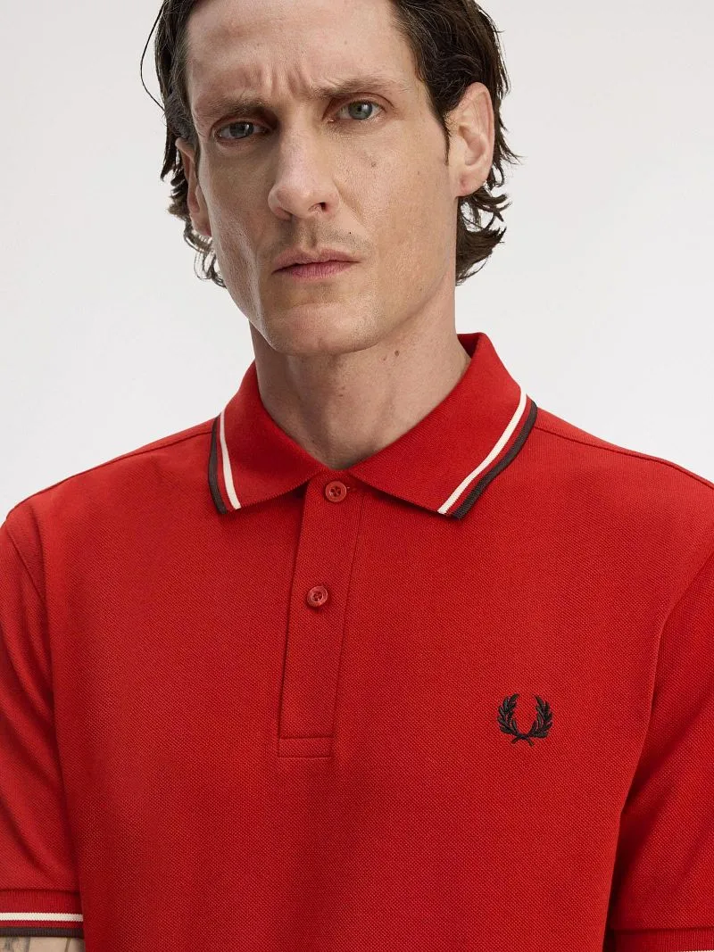 Fred Perry Fred Perry Polo Twin Tipped M3600 Rot 74A - Größe L, Rot, – Produktbild 2 von 5