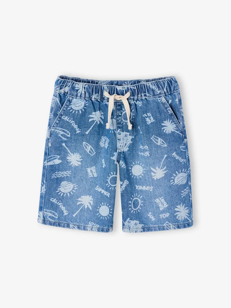 Vertbaudet Jungen Jeans-Shorts mit Dehnbund, Blau bedruckt, – Produktbild 3 von 4