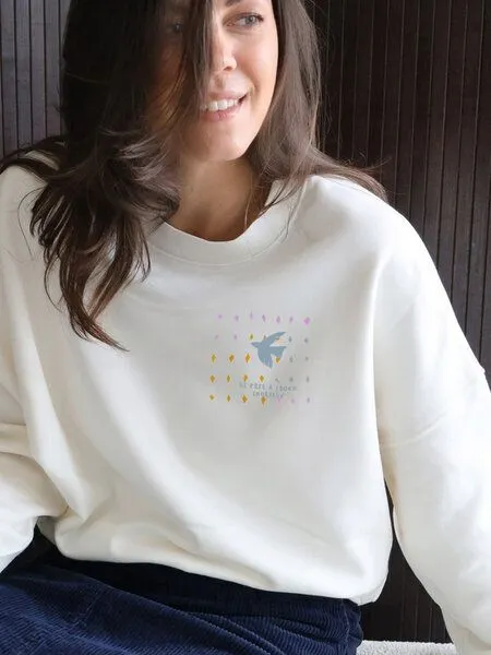 Kultgut Kultgut Artdesign - Pulloversweater Boxistyle / BE FREE & PROUD YOURSELF, Natur, – Produktbild 7 von 8
