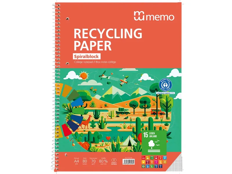 Memo memo Collegeblock DIN A4, kariert, 80 Blatt – Produktbild 1 von 1