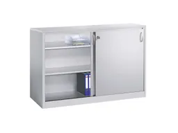 C+P C+P Schiebetürenschrank aus Stahl 160 cm breit lichtgrau T 50 H 100 – Produktbild 1 von 1