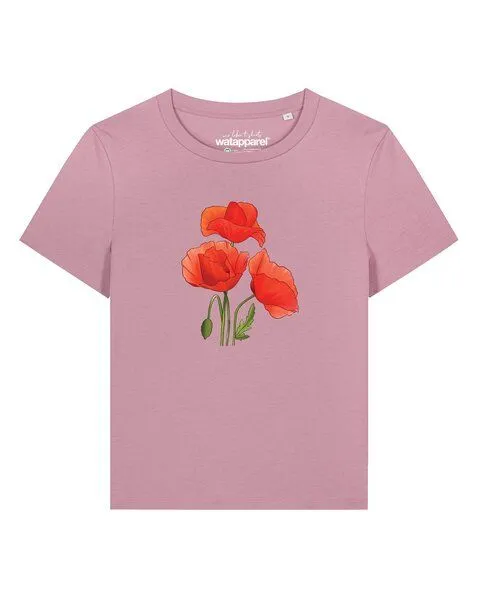 watapparel watapparel T-Shirt Frauen Poppy Flowers, Red, – Produktbild 1 von 2