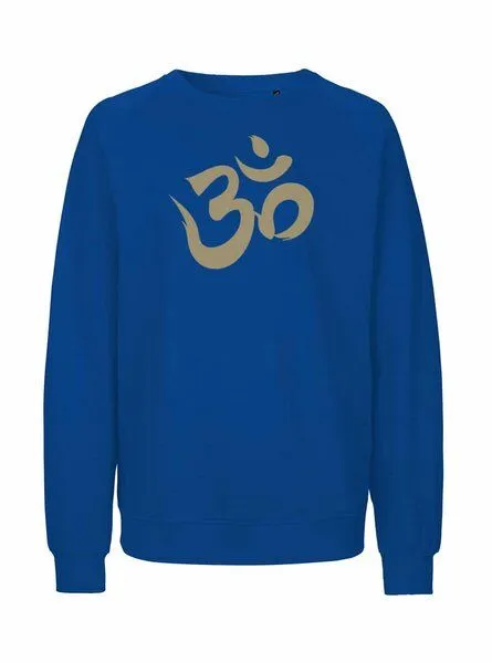 Peaces.bio - handbedruckte Biomode Peaces.bio - handbedruckte Biomode Bio Damen Sweatshirt Loose Fit Om, Königsblau, – Produktbild 1 von 3