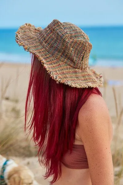 short'n'pietz short'n'pietz Sommerhut aus Hanf, Beige grün bunt gestreift, – Produktbild 4 von 4