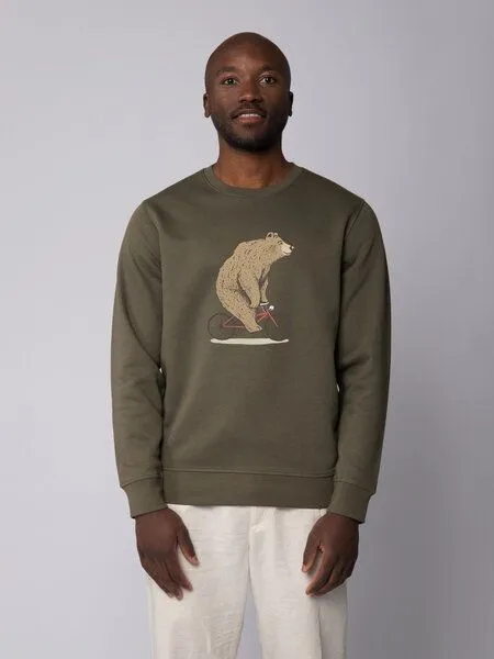 watapparel watapparel Sweatshirt Unisex Fahrradbär, Khaki, – Produktbild 2 von 4