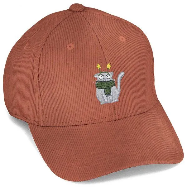 LIGARTI Bestickte Cord Cap – Babette die Winterkatze – LIGARTI Tiermanufaktur, Terracotta, – Produktbild 1 von 4