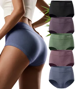 Gladbecke Slip Bambus Unterhosen Damen Unterwäsche Frauen Hohe Taille Slips Mehrpack (5er-Pack) Weiches Material, atmungsaktiv, elastisch, doppellagiger Schrittteil – Produktbild 1 von 1