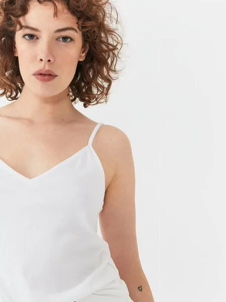 NINE TO FIVE NINE TO FIVE #chiem - Damen Camisole Top aus Bio-Baumwolle, Weiß, – Produktbild 2 von 4