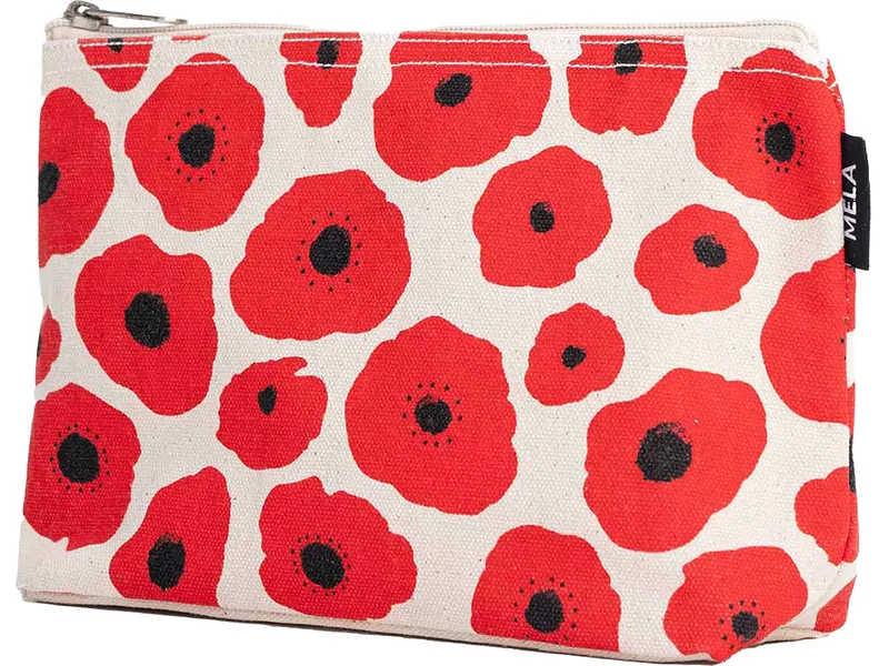 MELA Große Kosmetiktasche | von MELA | Fairtrade & GOTS zertifiziert, Greige / poppy print, – Produktbild 1 von 2
