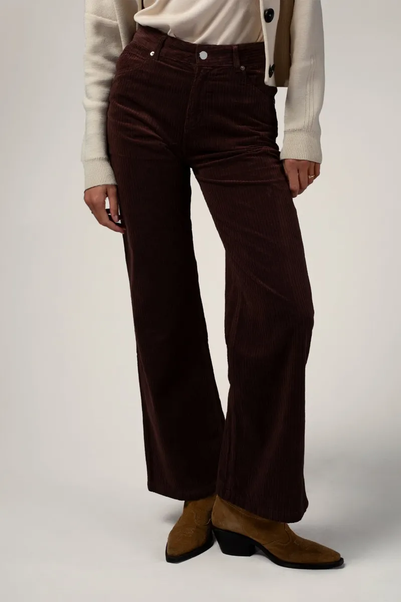 Côtelé Côtelé Damen vegan Flare Hose Schokoladenbraun, Braun, – Produktbild 2 von 2