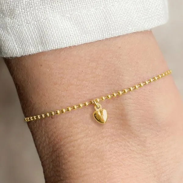 renna deluxe renna deluxe Armband mit Herz Anhänger | Kugel Armband Sterling Silber Gold, Gold, – Produktbild 1 von 3
