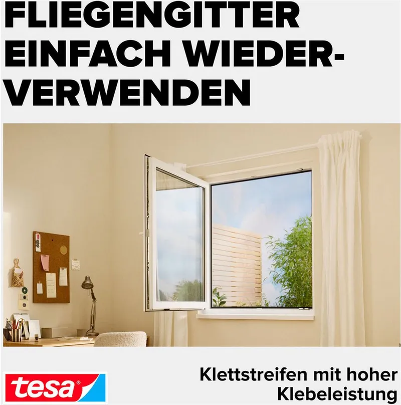 Tesa Tesa Klettband Ersatzrolle für Fliegengitter, 5,6 m x 9 mm, Weiß, – Produktbild 7 von 7