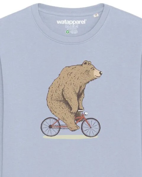 watapparel watapparel Sweatshirt Unisex Fahrradbär, Serene blue, – Produktbild 3 von 4