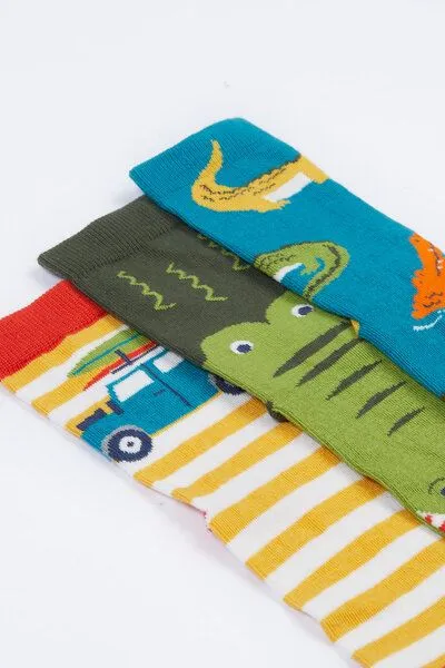 Frugi Frugi Kindersocken in Dreierpack mit Krokodile – Produktbild 2 von 3